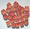 25 9mm Flat Square Two Tone Orange and Cherry Sugar Coat